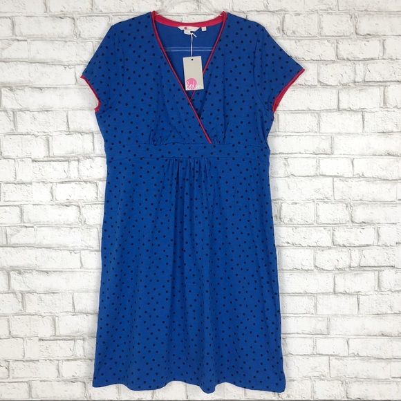 BODEN Polka Dot Dress Jersey Short Sleeve Print 16 - Picture 2 of 4